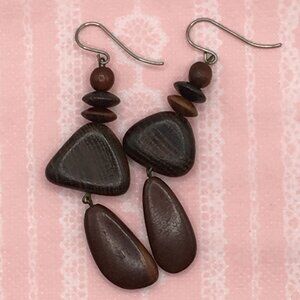 Wood Droplet Earrings NWOT